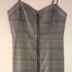 FRONT ZIP PLAID DRESS